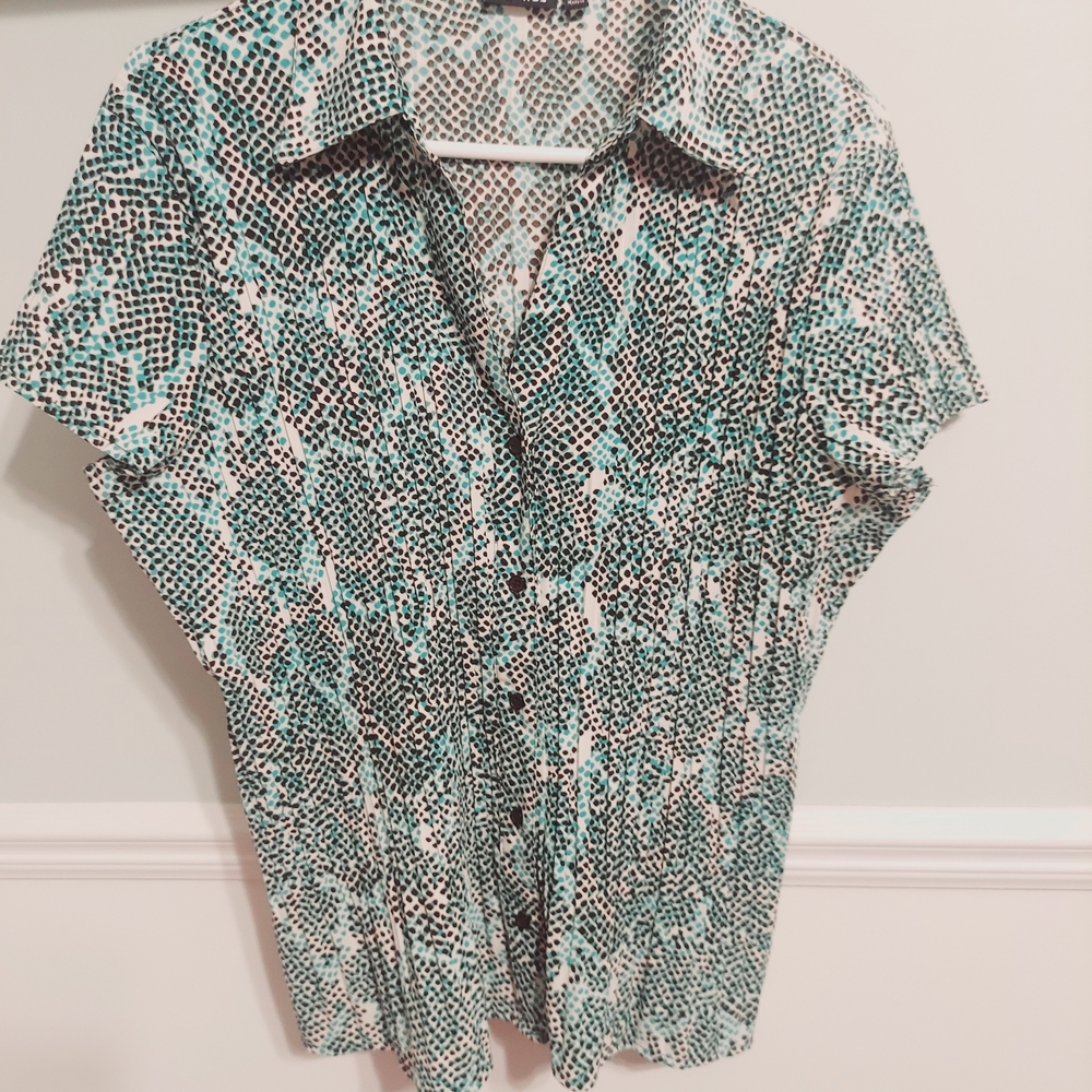 Apt. 9 Teal and Black Patterned Shirt